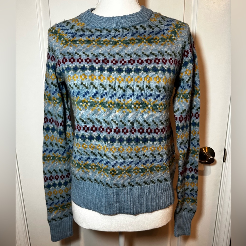 Toad&Co Multicolor Nordic Patterned Cazadera Crew Wool Sweater Women’s Small - Picture 9 of 13